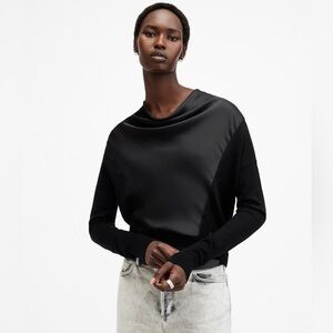 ALL SAINTS Myra Cowl Neck Merino Wool Jumper, black, size small